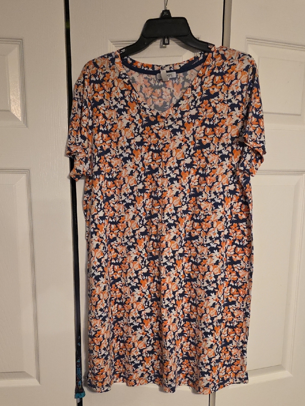 Jockey, Navy &  Orange,  Floral Sleepshirt, Large, Good Condition